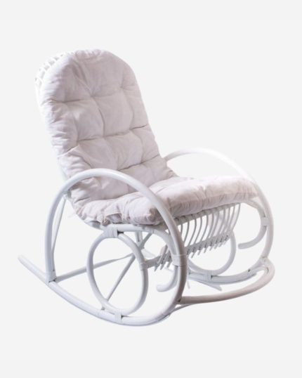 Sedia a dondolo in rattan bianco "Manao"