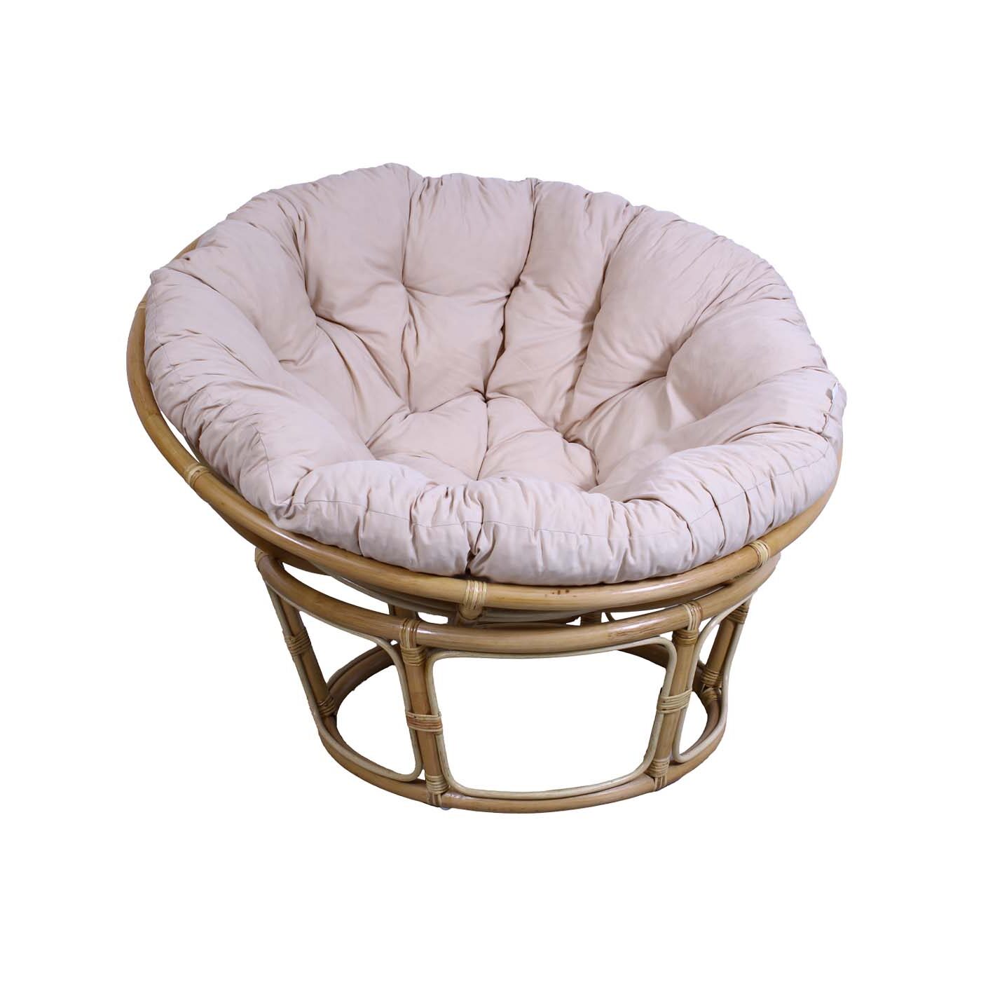 72-NR-06N (2) Poltrona rotonda in rattan naturale "Papasan"