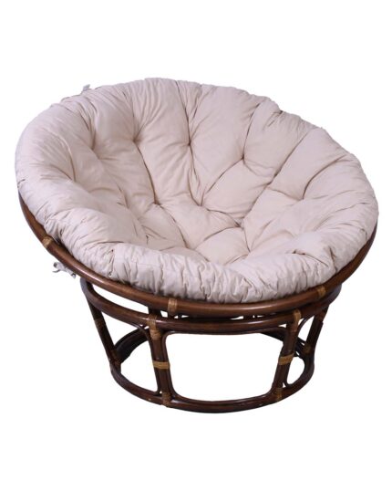 Poltrona rotonda in rattan noce "Papasan"