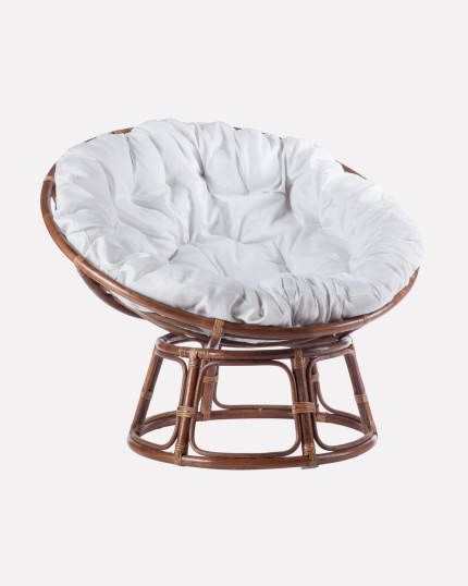 Poltrona rotonda in rattan noce "Papasan"