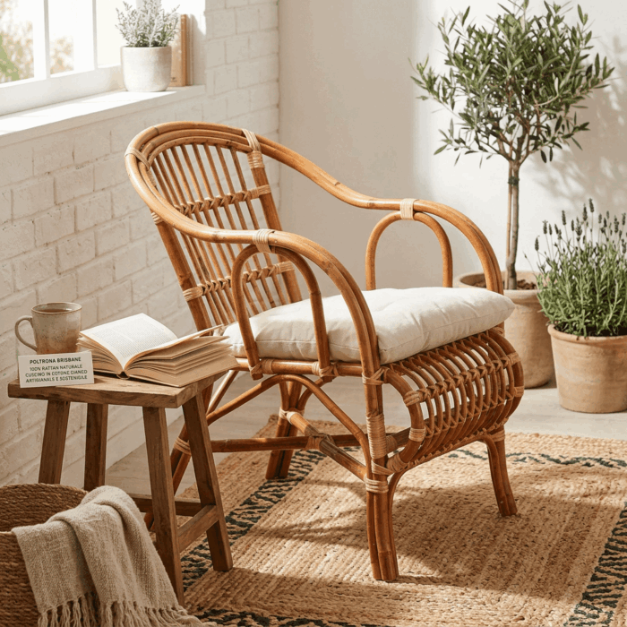 Poltrona in rattan marrone "Brisbane" - immagine 2
