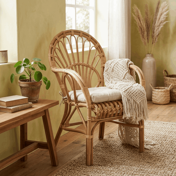 Poltrona in rattan con cuscino "Irian" - immagine 5