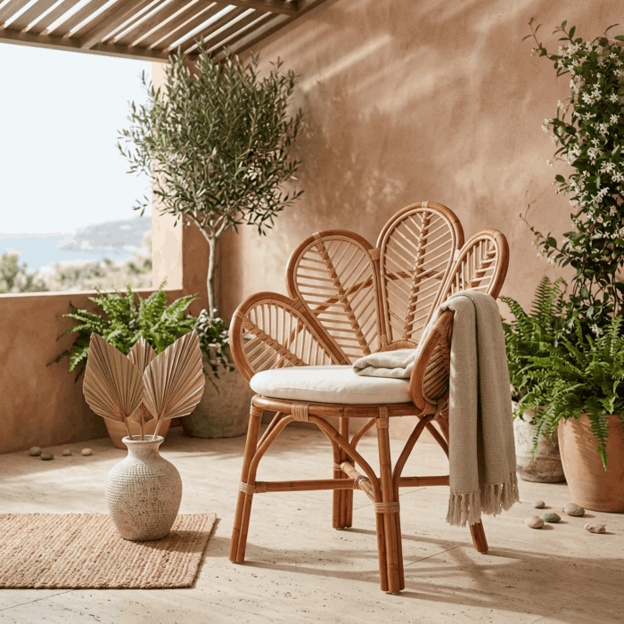 Poltrona "Daun" in rattan con seduta a petalo - immagine 2