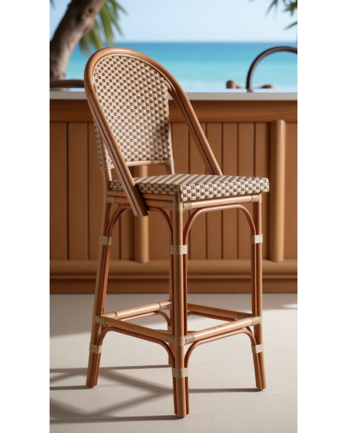 Sgabello alto in rattan "Abeya" - immagine 2