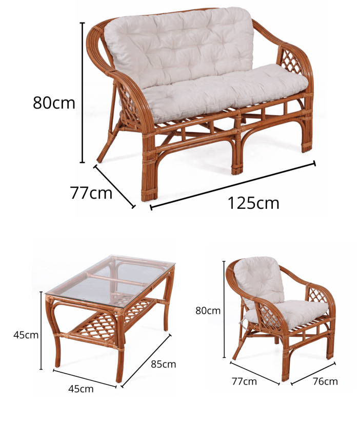 Salotto completo in rattan naturale "Marcos" - immagine 2