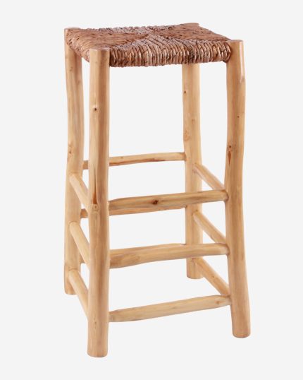 Sgabello impagliato alto in hardwood