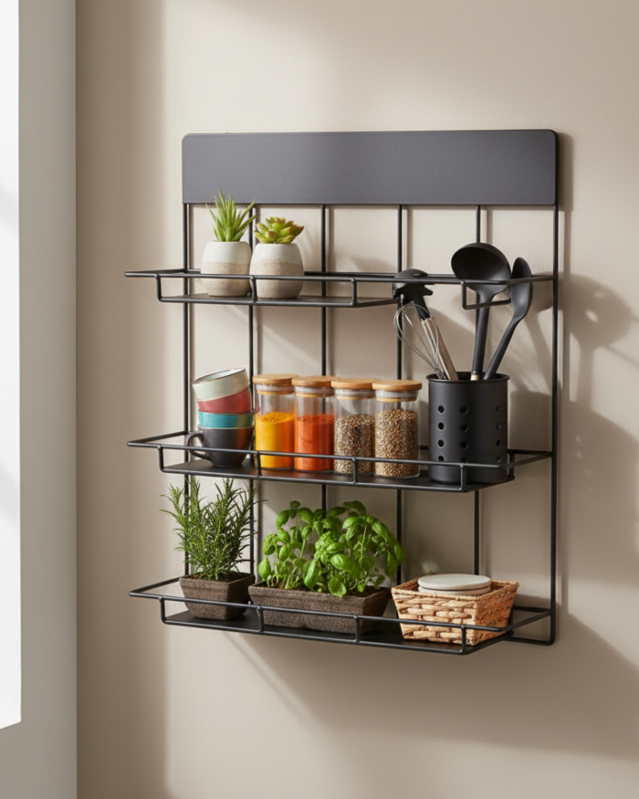 Mensola in metallo con portaoggetti - immagine 2