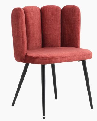 Sedia moderna da pranzo in tessuto rosso Elsa