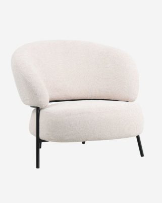 Poltrona moderna in tessuto avorio "Aria"