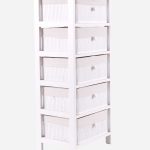 Cassettiera bianca in abete e bambù