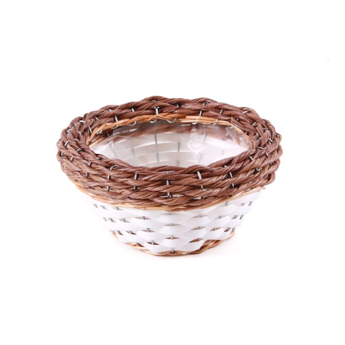 Set di 3 portafiori rotondi in vimini e pvc - immagine 4