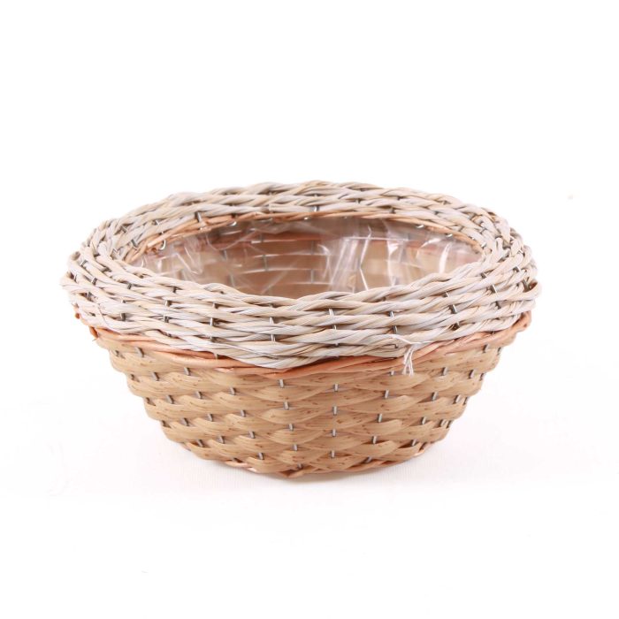 Set di 3 portafiori rotondi in vimini e pvc - immagine 3