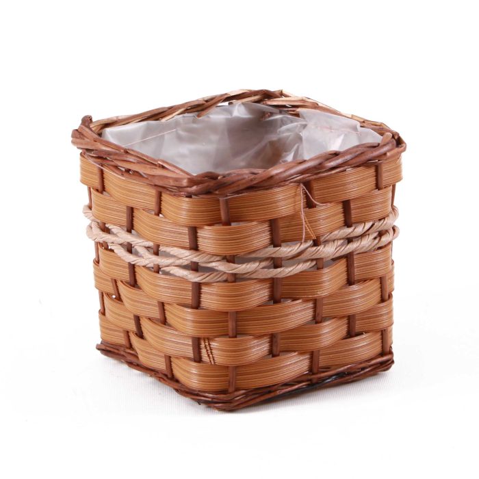 Set di 3 portafiori quadrati in vimini e pvc - immagine 4