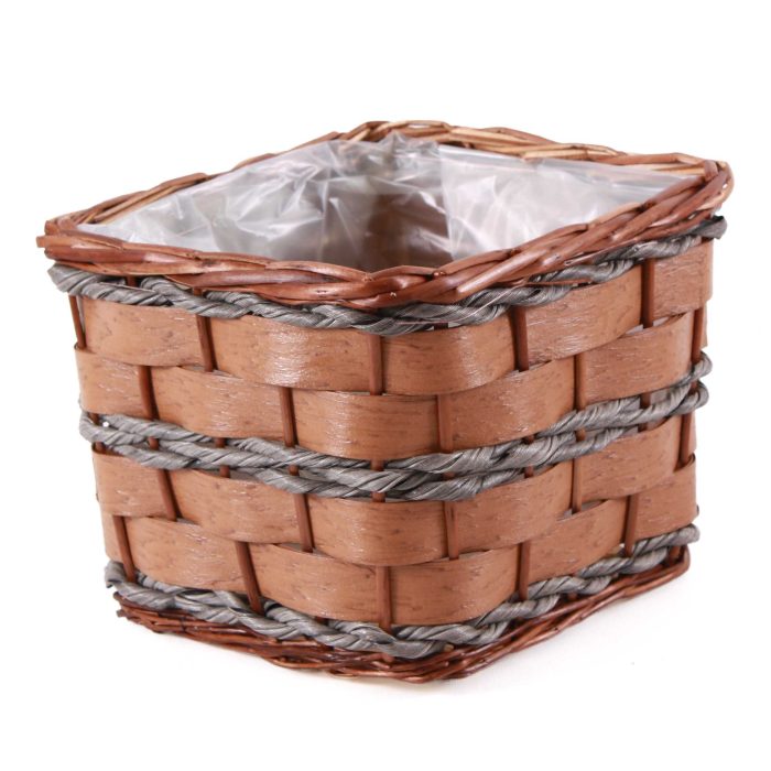 Set di 3 portafiori quadrati in vimini e pvc - immagine 3