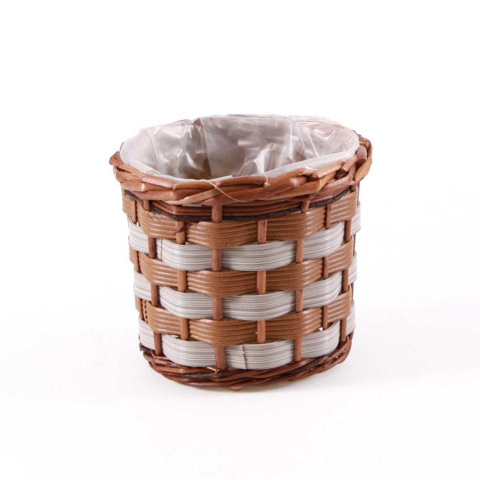 Set di 3 portafiori rotondi in vimini e pvc - immagine 4