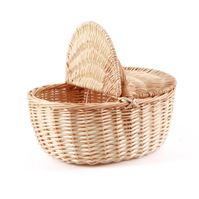 Cesto piccolo da pic nic in vimini sbiancato - immagine 2