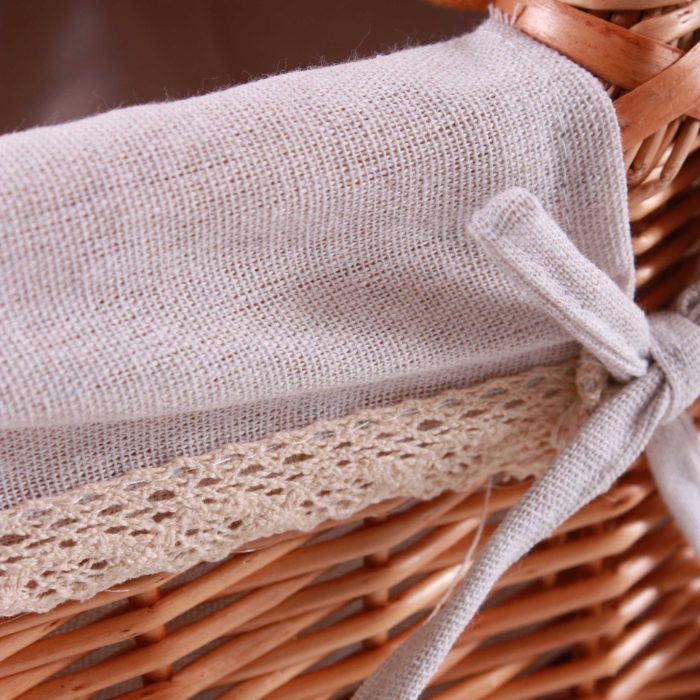 Cesto rettangolare in vimini bollito foderato - immagine 3