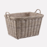 Cesto in giunco grigio foderato