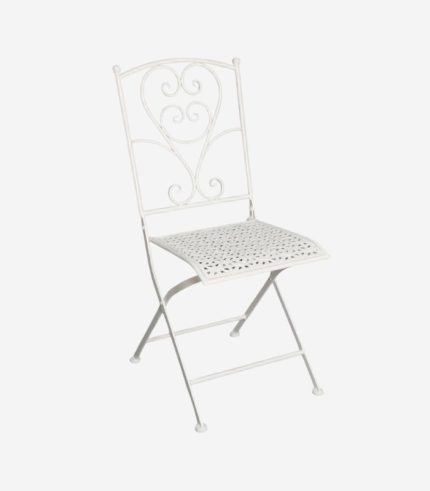 Sedia pieghevole in metallo bianco