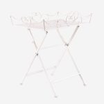 Tavolino-vassoio pieghevole rettangolare in ferro bianco