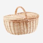 Cesto piccolo da pic nic in vimini sbiancato