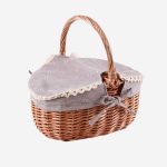 Cesto pic nic in vimini bollito fodera azzurra