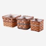 Set di 3 portafiori quadrati in vimini e pvc