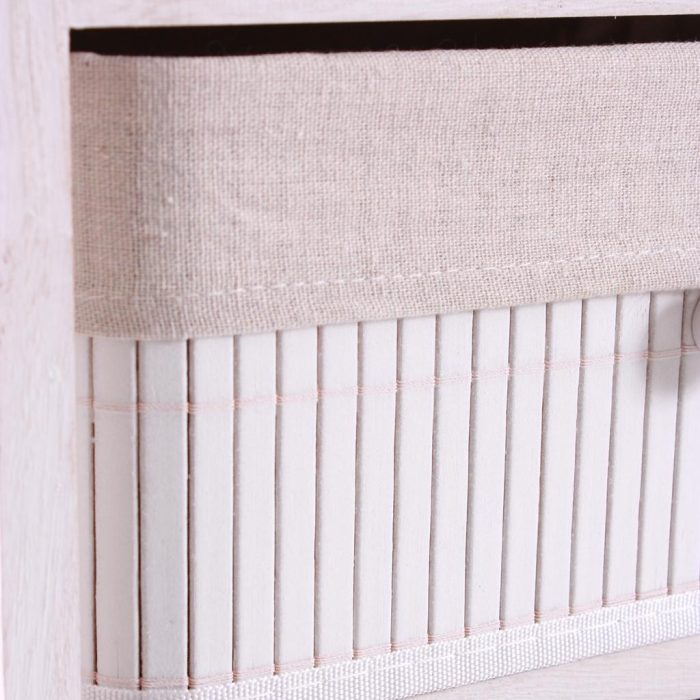 Cassettiera Bianca a Colonna con 5 Cassetti in Legno di Abete e bambù Verniciato 40x29x90 cm - immagine 10