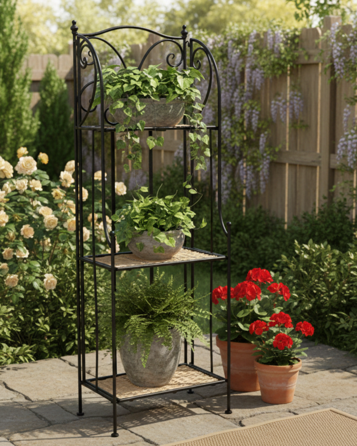 Scaffale in ferro e vimini medio - immagine 2