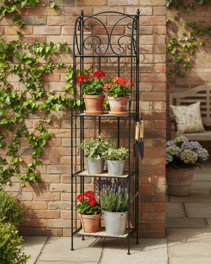 Scaffale in ferro e vimini alto - immagine 2