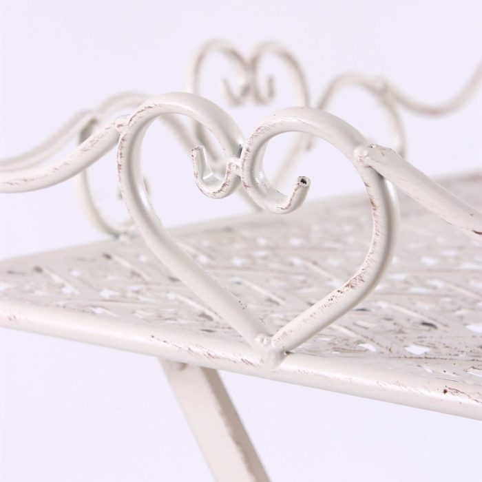 Tavolino-vassoio pieghevole rettangolare in ferro bianco - immagine 3