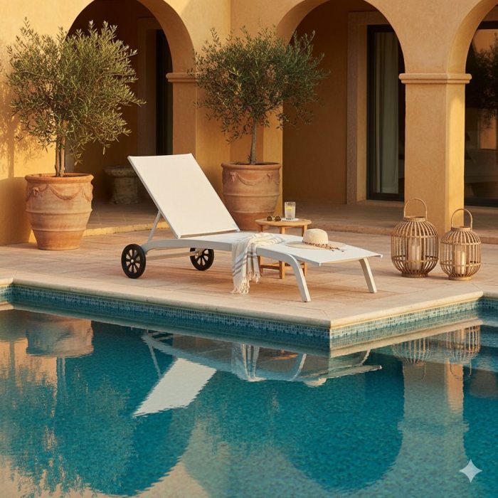 Lettino in alluminio bianco - immagine 2