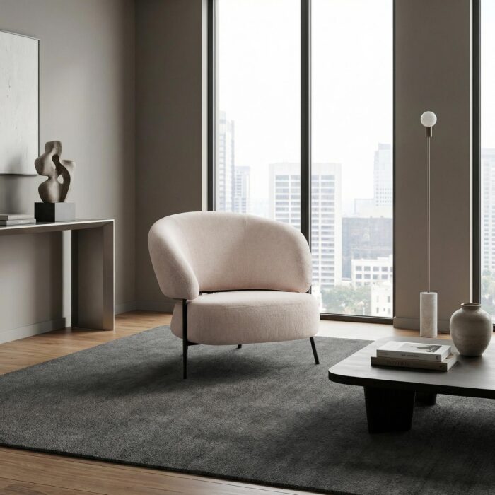 Poltrona in tessuto avorio "Aria" - immagine 6