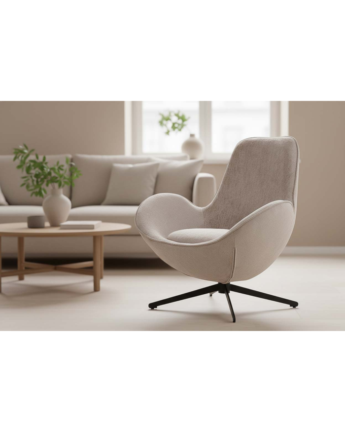 Poltrona girevole in tessuto grigio "Dora" - immagine 2