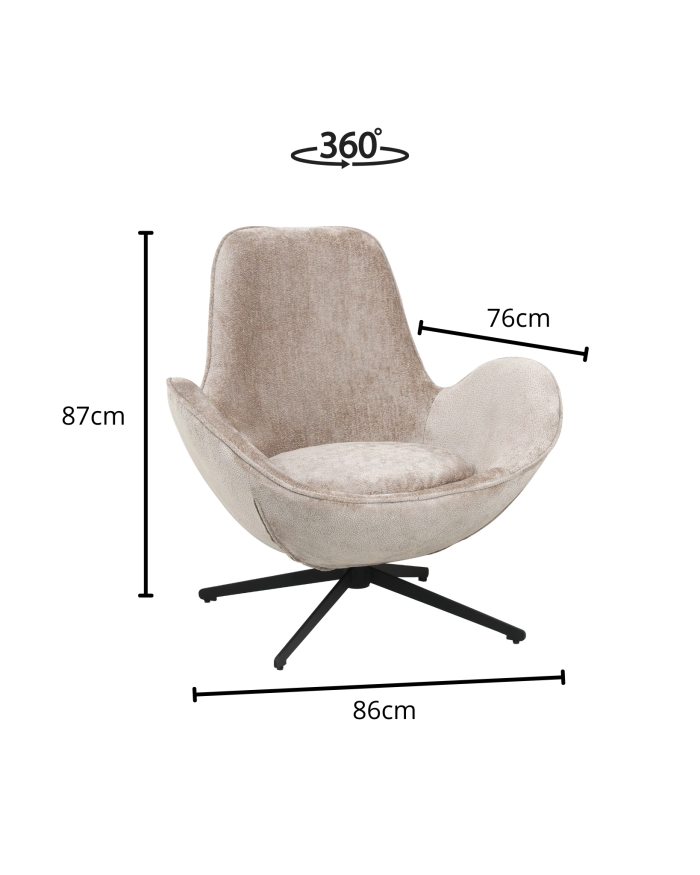 Poltrona girevole in tessuto grigio "Dora" - immagine 3