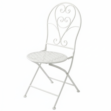 Sedia pieghevole in metallo bianco