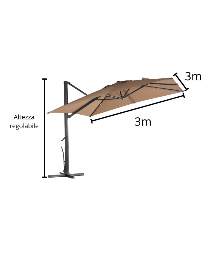 Ombrellone 3X3 m con palo laterale - immagine 3