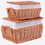 Set di 2 bauli bombati in vimini bollito