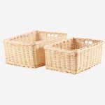 Set di 2 vaschette in vimini sbiancato