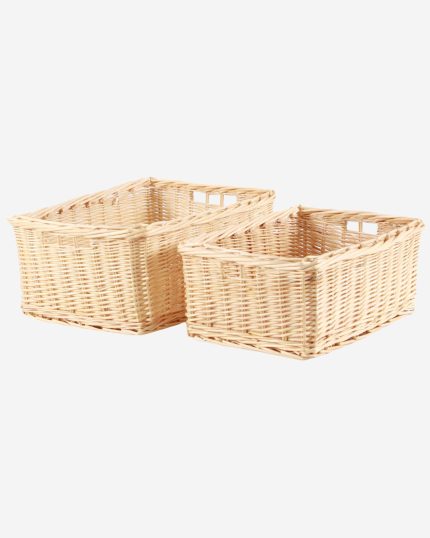 Set di 2 vaschette in vimini sbiancato