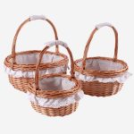 Set di 3 ceste rotonde foderate