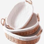 Set di 3 ceste ovali foderate