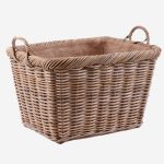 Cesto in giunco grigio foderato