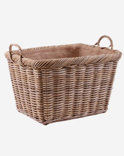 Cesto in giunco grigio foderato