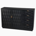 Credenza nera in legno di pino intrecciato Macao