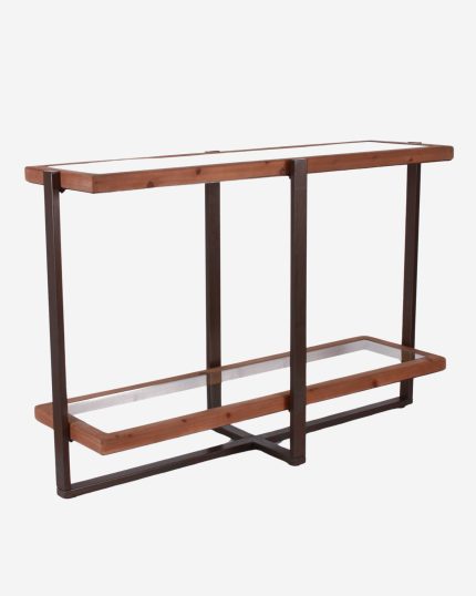 Consolle moderna in legno di abete e vetro