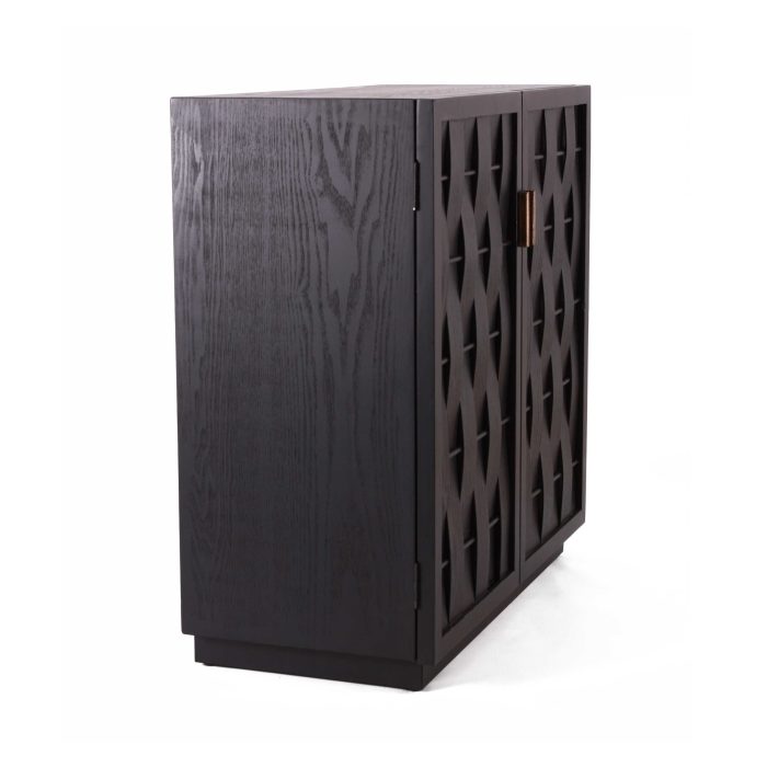 Credenza nera in legno di pino intrecciato Macao - immagine 3