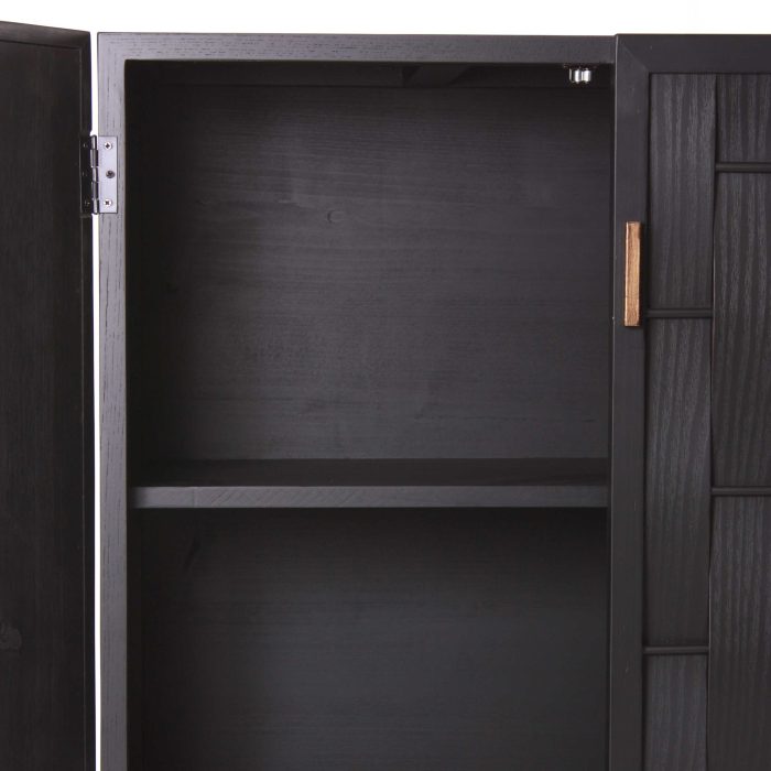 Credenza nera in legno di pino intrecciato Macao - immagine 4