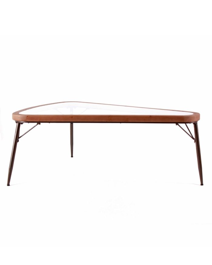 Tavolino triangolare in legno e metallo - immagine 2