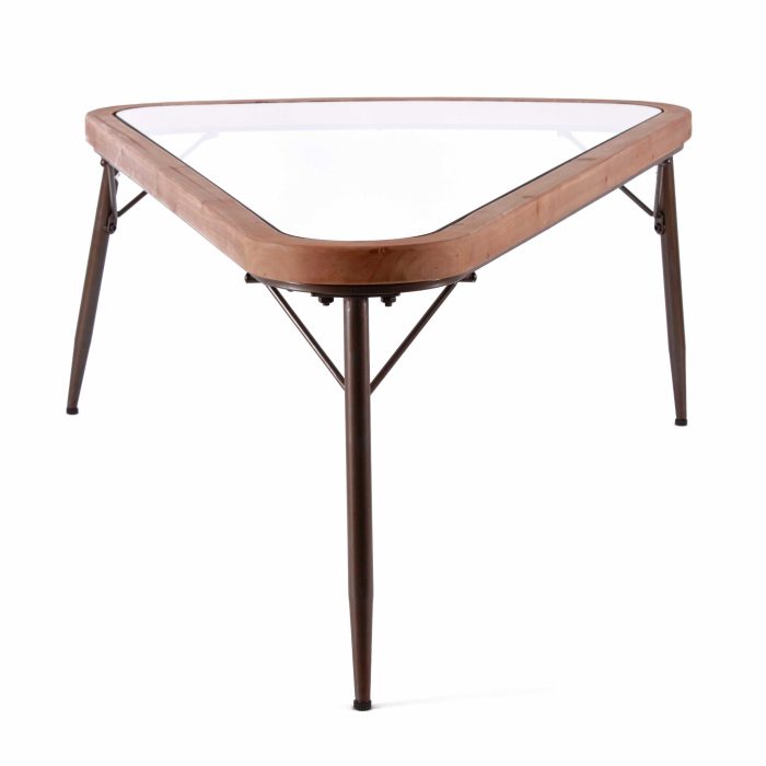 Tavolino triangolare in legno e metallo - immagine 3